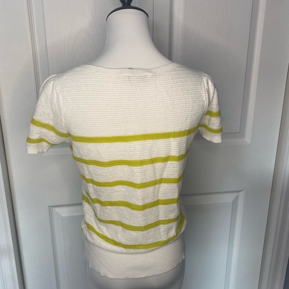 LOFT knit top - white with green stripes ๐ Host Pick!๐ - Picture 3 of 7